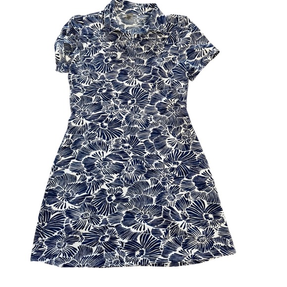 Mari Gold Dresses & Skirts - Maui Gold Navy White Floral Shift Dress Mesium Tropical Resort Wear Coastal Chic